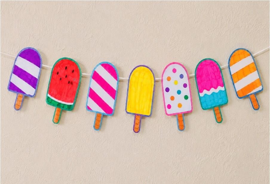 Printable Popsicle Garland Craft for Kids