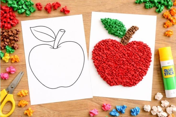 Easy Paper Crumpled Crafts with Templates for Kids