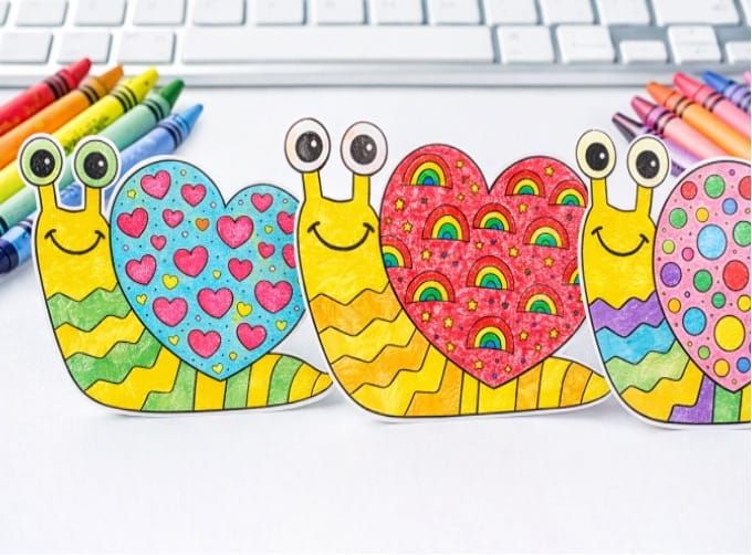 Valentine Snail Craft for Kids: Cute Heart Shell Art