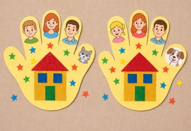 Easy Family Handprint House Craft for Kids