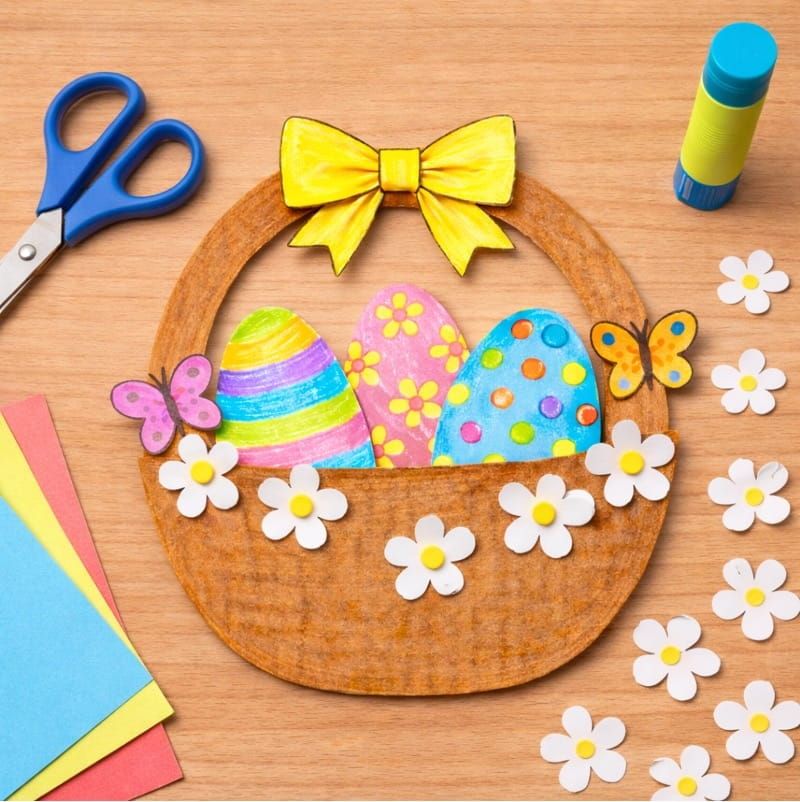Easy & DIY Easter Basket Craft with Eggs for Kids
