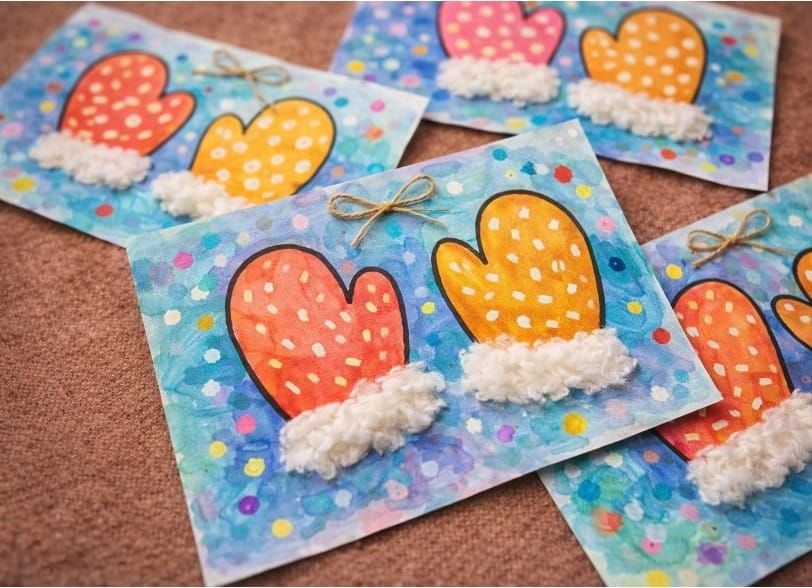 Easy Winter Mitten Greeting Cards Craft for Kids