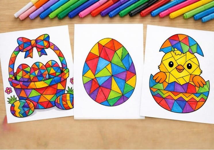 Easy Geometric Easter Coloring Pages for Kids