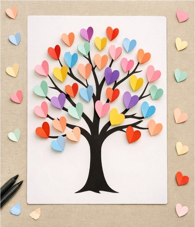 Make a Cute Paper Heart Tree: Love & Crafts