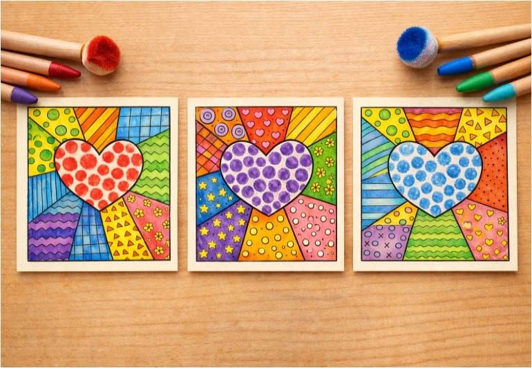 Colorful Heart Mosaic Art Activity for Kids