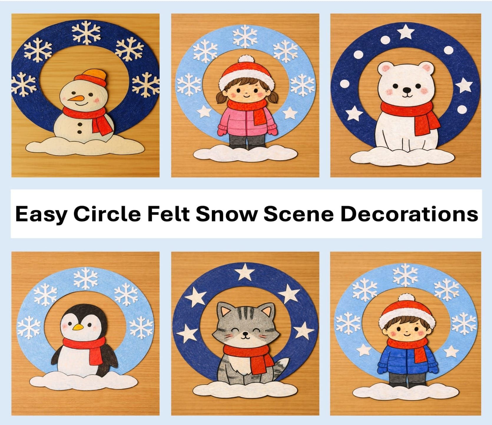 Easy Circle Snow Scene Decorations for kids