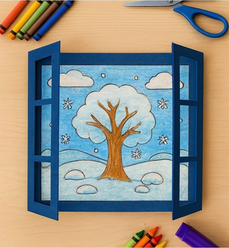 Easy Winter Window Snow Scene Craft for Kids