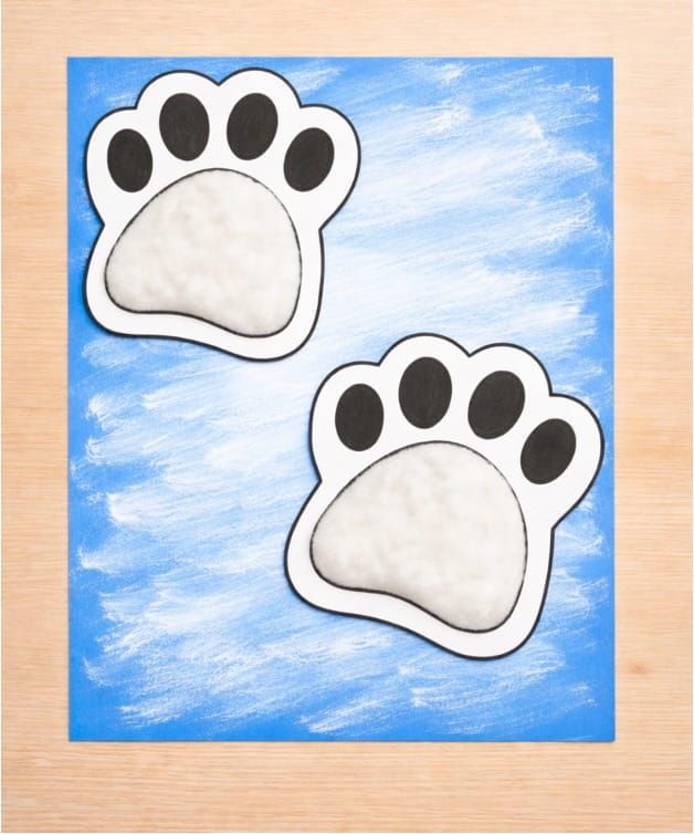Easy Winter Paw Print Craft for Kids with Cotton