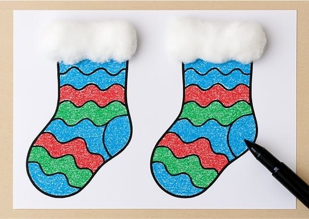 Easy Winter Sock Tracing Activity with Cotton