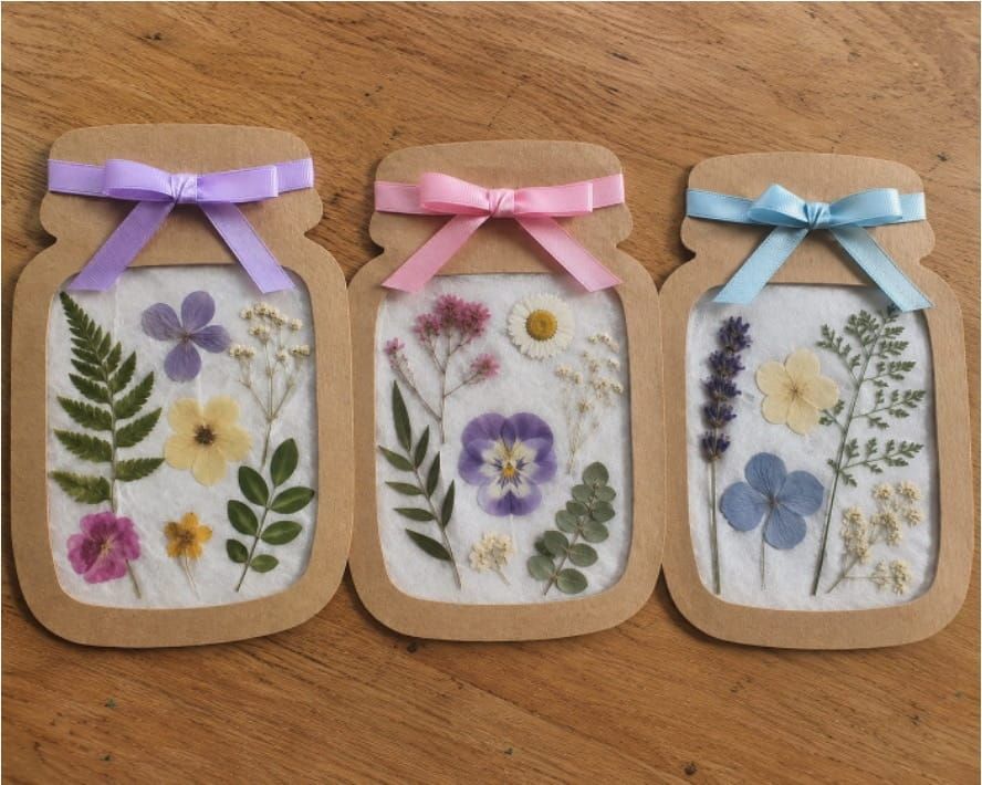 Handmade Pressed Flower Jar Craft for Kids
