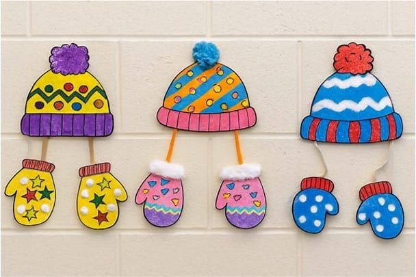 Winter Hat and Mitten Craft for Kids with Patterns