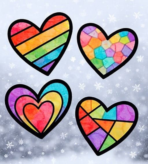 Colorful Heart Art for Kids: Vaientine Craft Idea