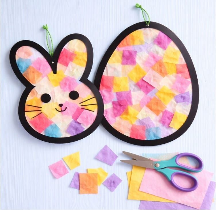 Easy Tissue Paper Easter Hanging Craft for Kids