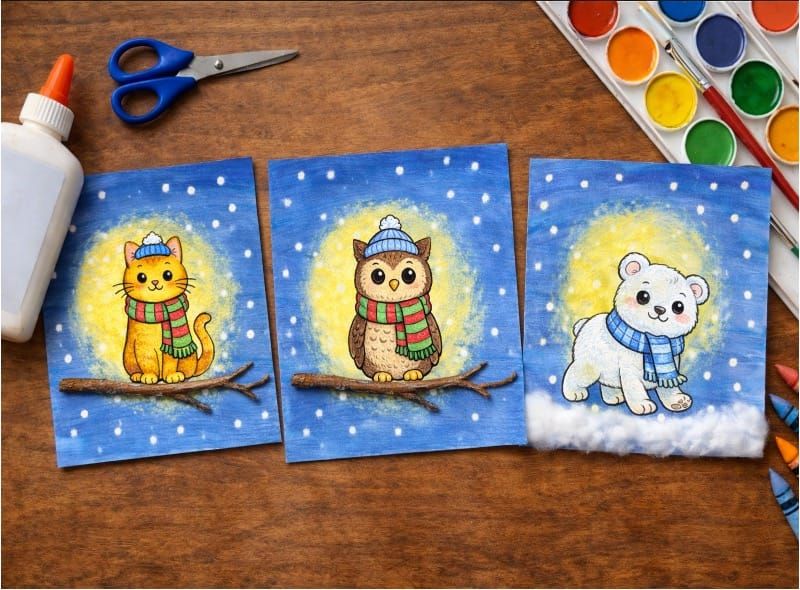 Easy Winter Animal Drawing Craft for Kids