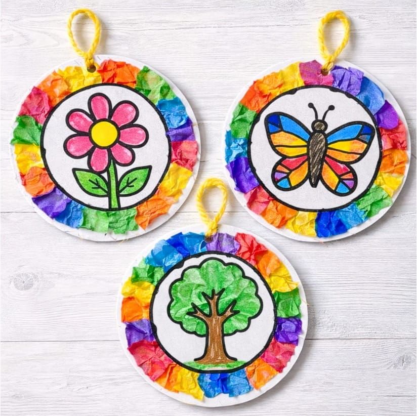 Easy Spring Rainbow Tissue Paper Craft for Kids