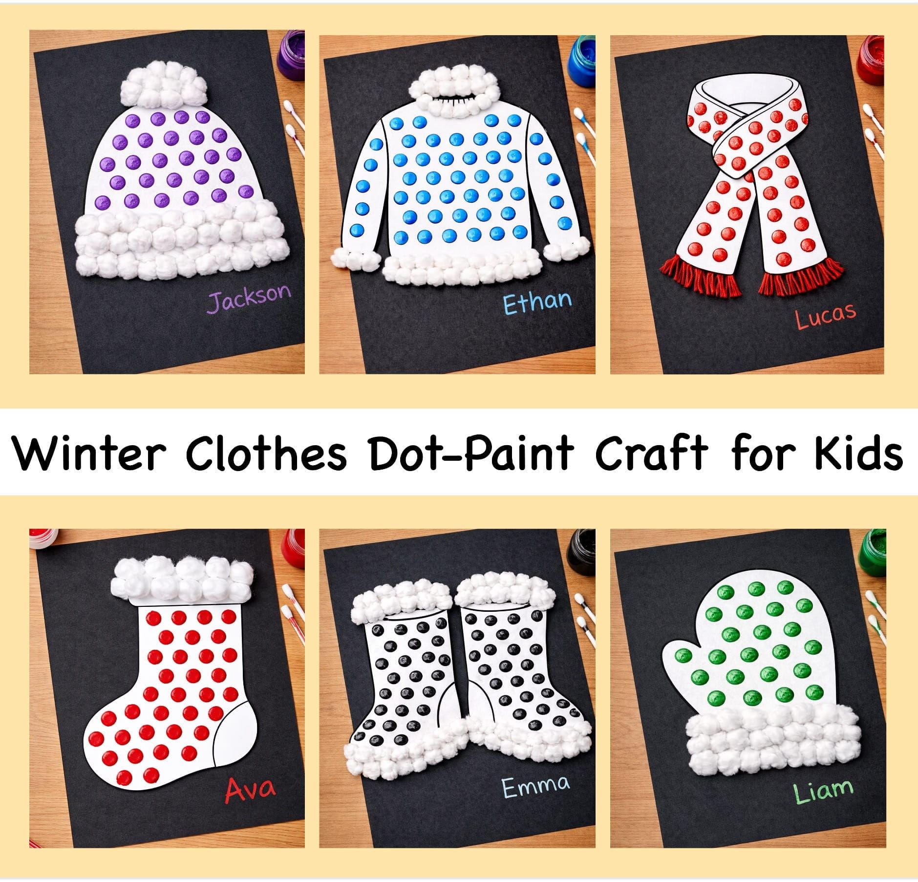 Easy Winter Clothes Dot-Paint Craft for Kids