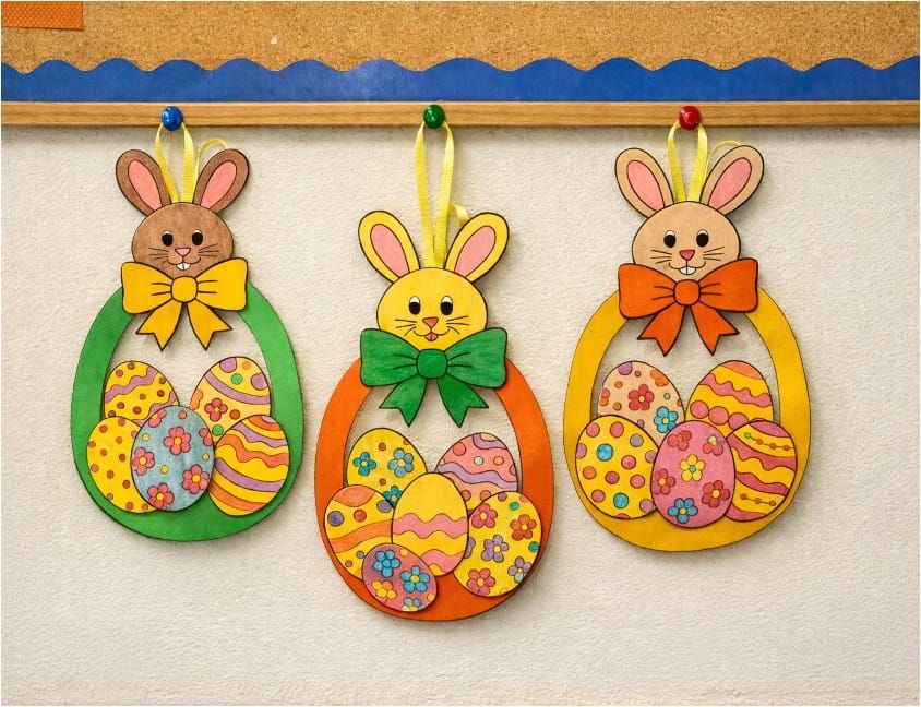 Simple Easter Crafts for Kids: Cute bunny wreath