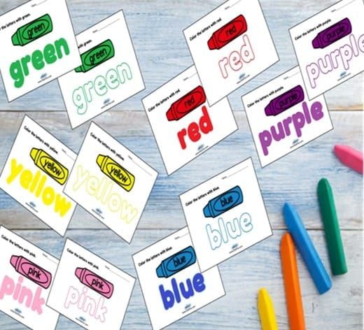 Free Color Name Coloring Worksheets for Kids