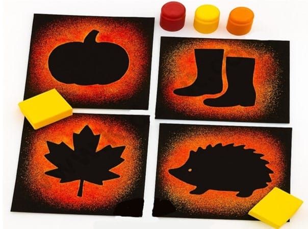 Free Fall Sponge Painting Craft with Templates
