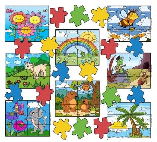 Free Printable Picture Puzzle Cards Set for Kids