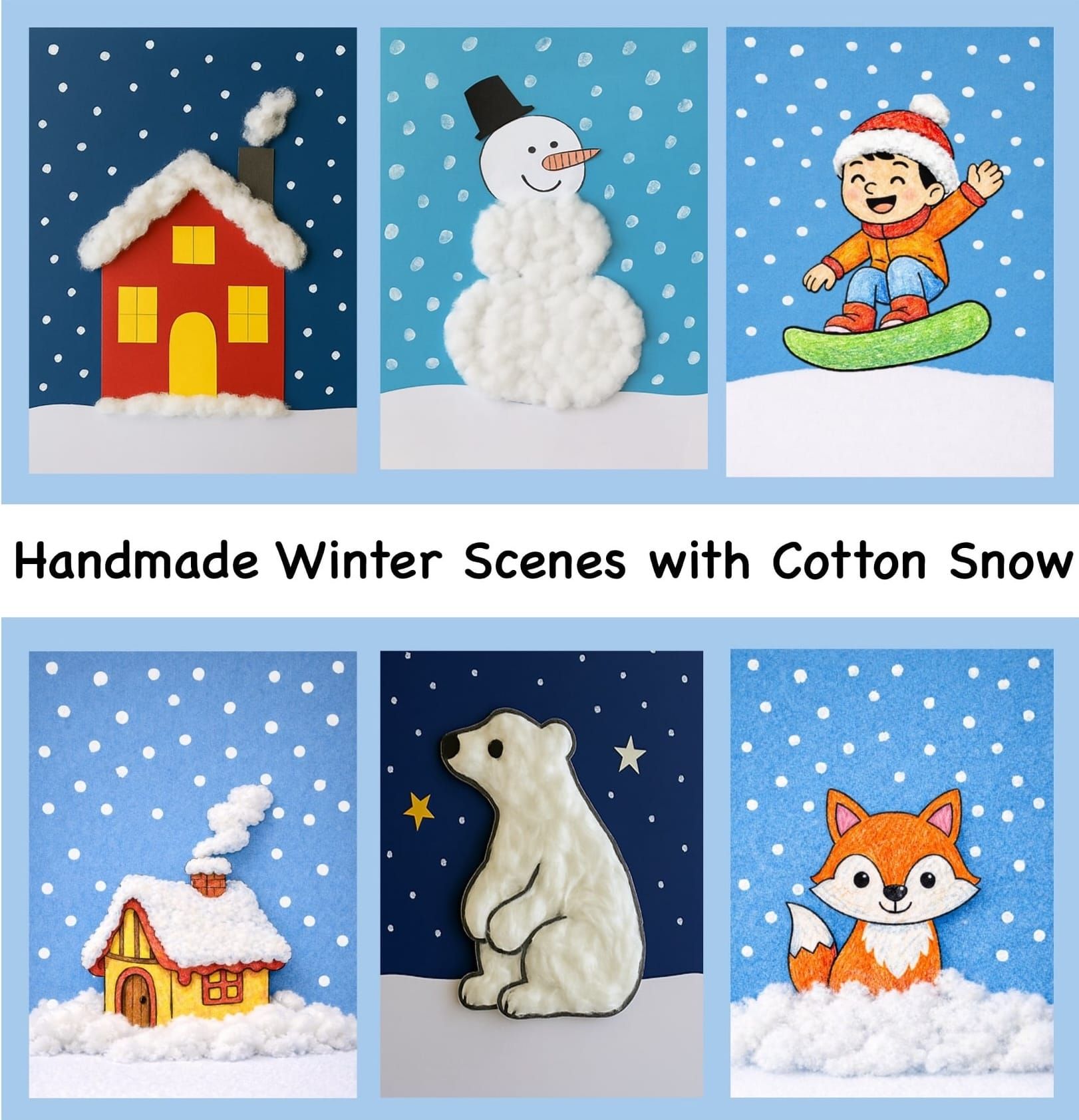 Easy Handmade Winter Scenes with Cotton Snow