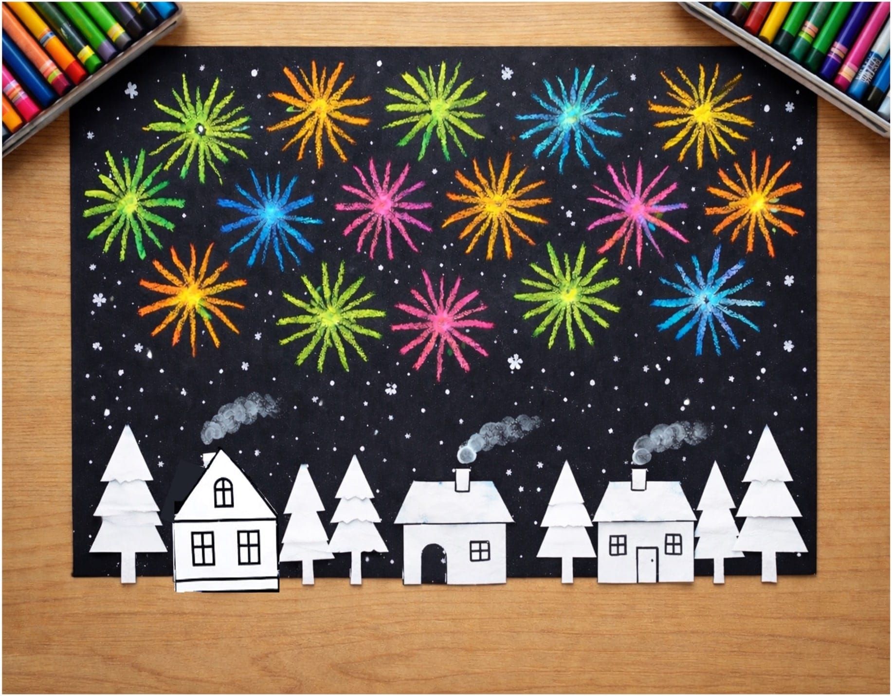 Easy Handmade Winter Fireworks Craft for Kids