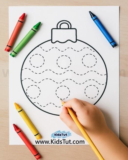 Free Christmas Ornaments Tracing time for Kids