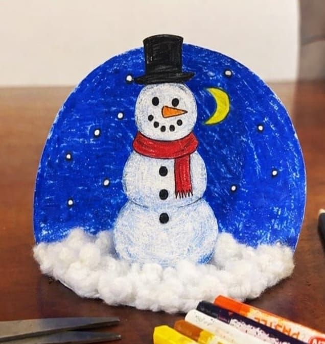 Easy Winter Scene Art with Cotton Craft for Kids