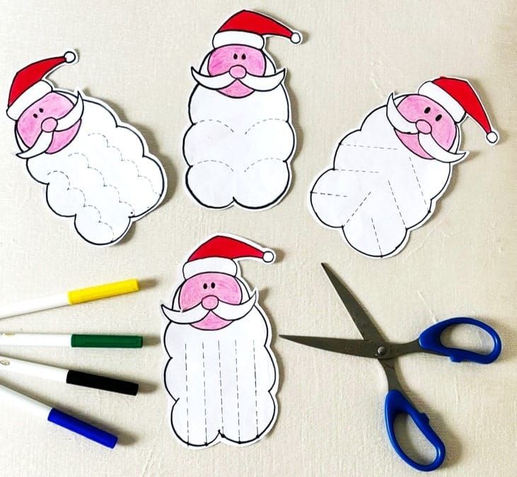 Free Santa's beard Cutting Activities for Kids