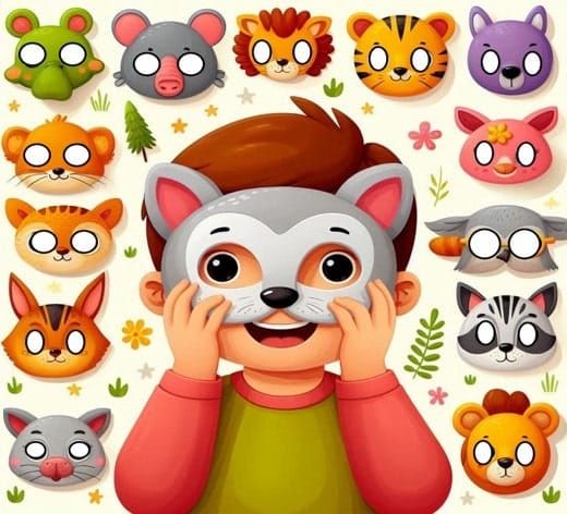 Free Cute Animal Face Mask Templates for kids