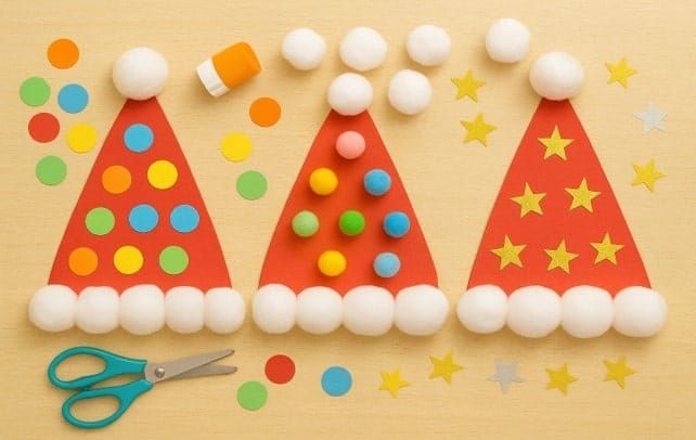Easy and Simple Santa Hat Holiday Craft for Kids