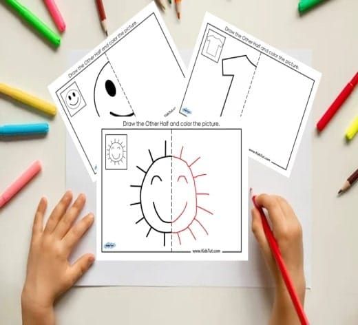 Free Symmetry drawing worksheets for kids