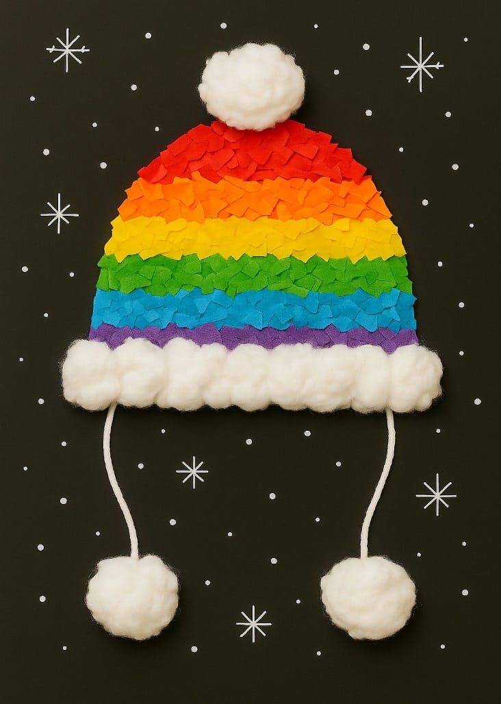 Easy Rainbow Winter Hat Craft for Kids to Make