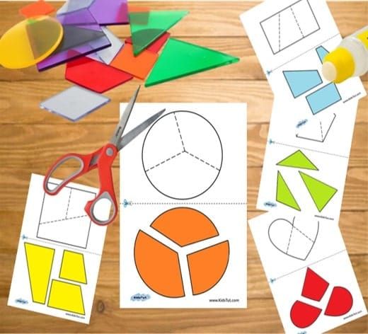 Free Cut and Paste 2D shapes activity for kids