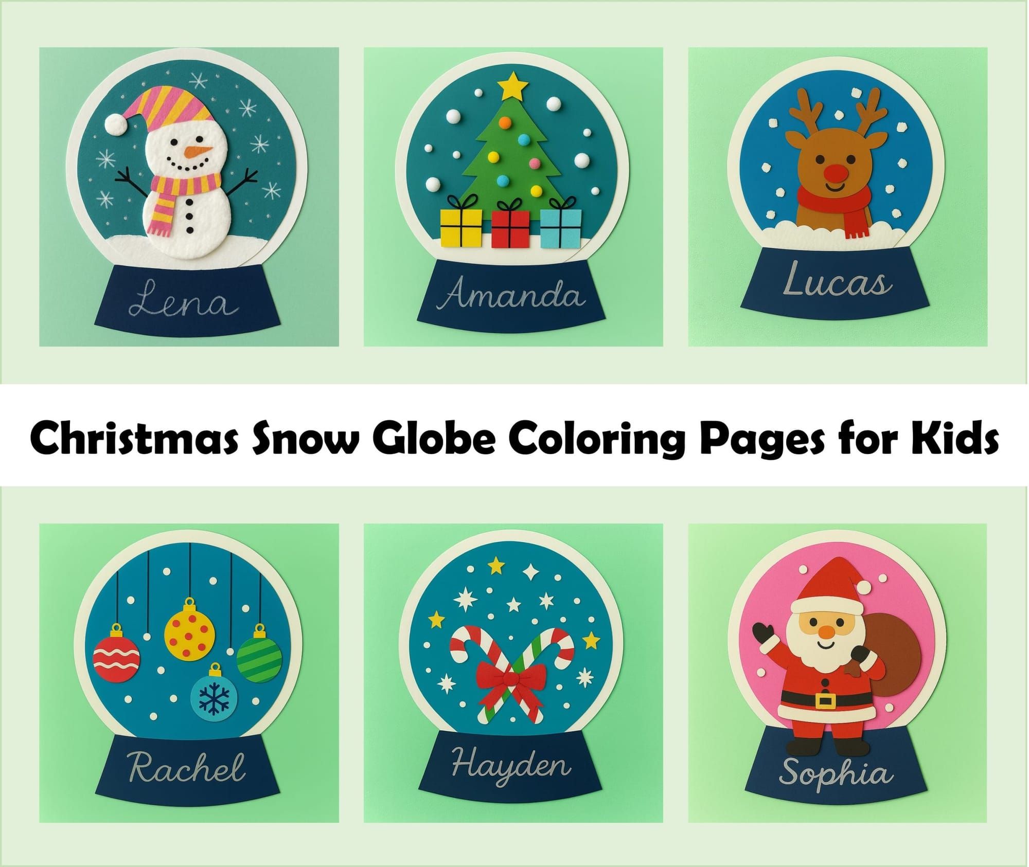 Easy Christmas Snow Globe Coloring Pages for Kids