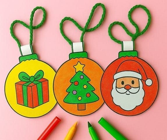 Easy Christmas Ornament Craft for Kids to Color