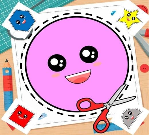 Easy Shape-cutting worksheets for kids