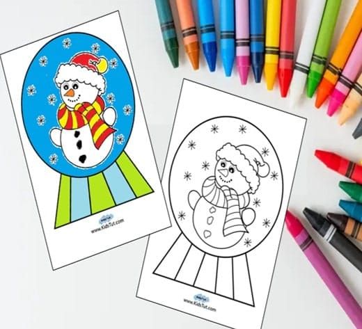 Free Printable Snow Globe coloring pages for kids