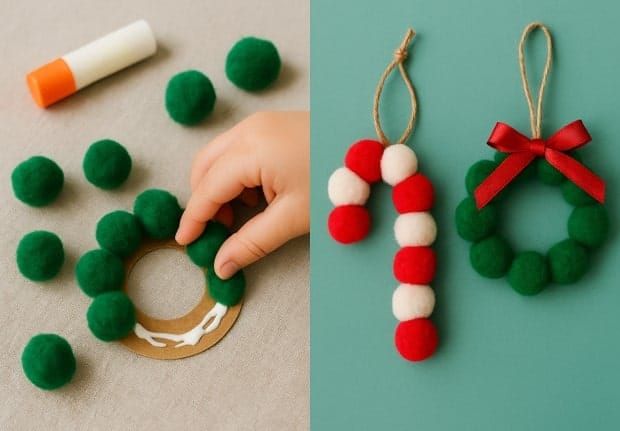 Simple Pom-Pom Ornaments Kids Can Make