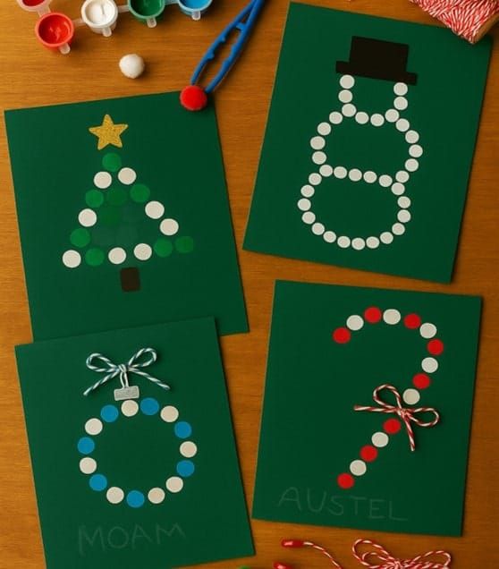 Dot Painting Holiday Cards: Easy Kids Craft Fun!