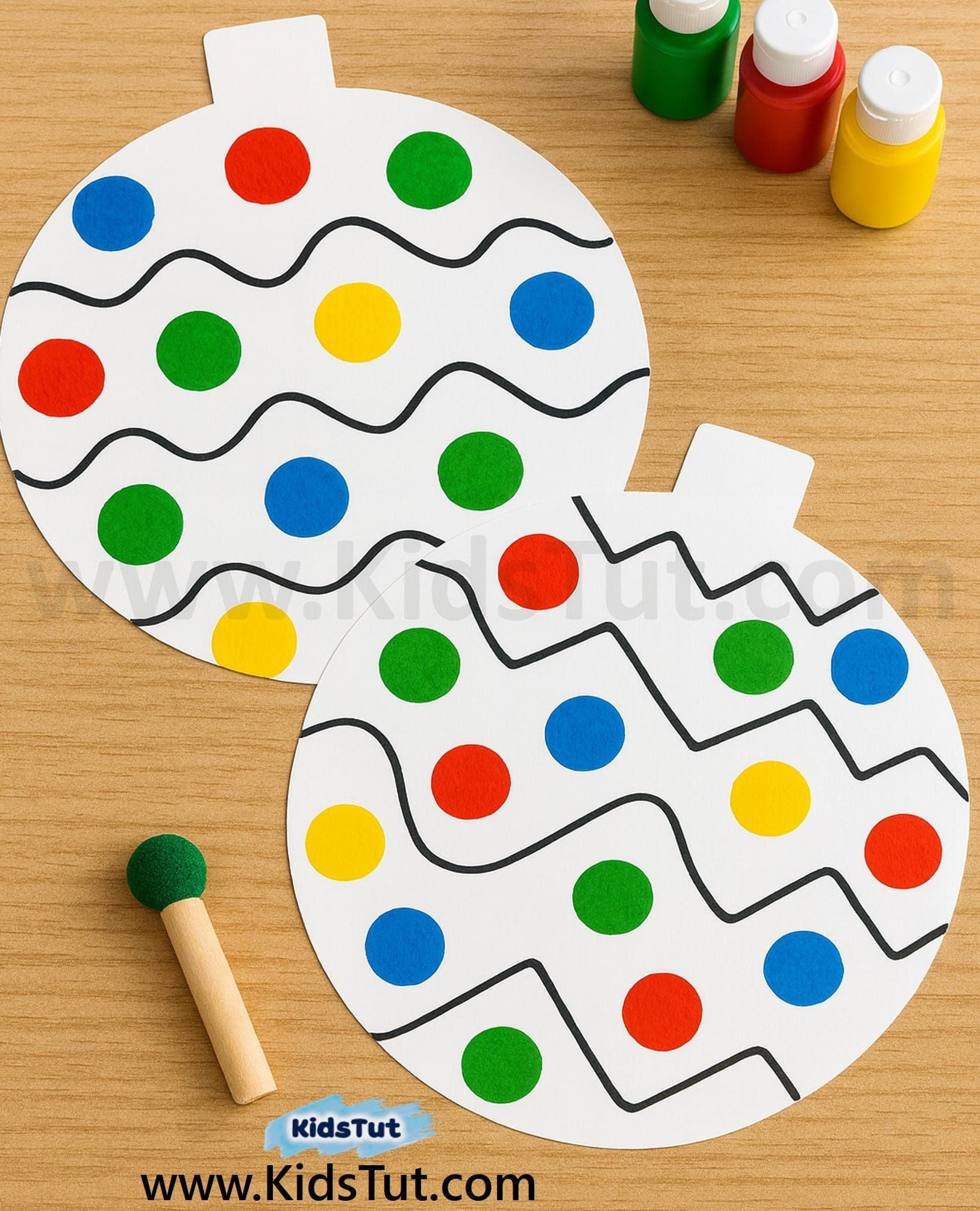 Colorful Dot-Painted Ornaments for Kids