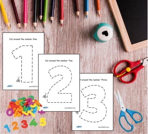 Free Number Cutting Worksheets for Kids