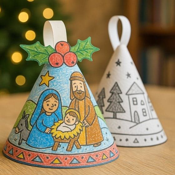 Fun and Easy Christmas Bell Cone Craft for kids