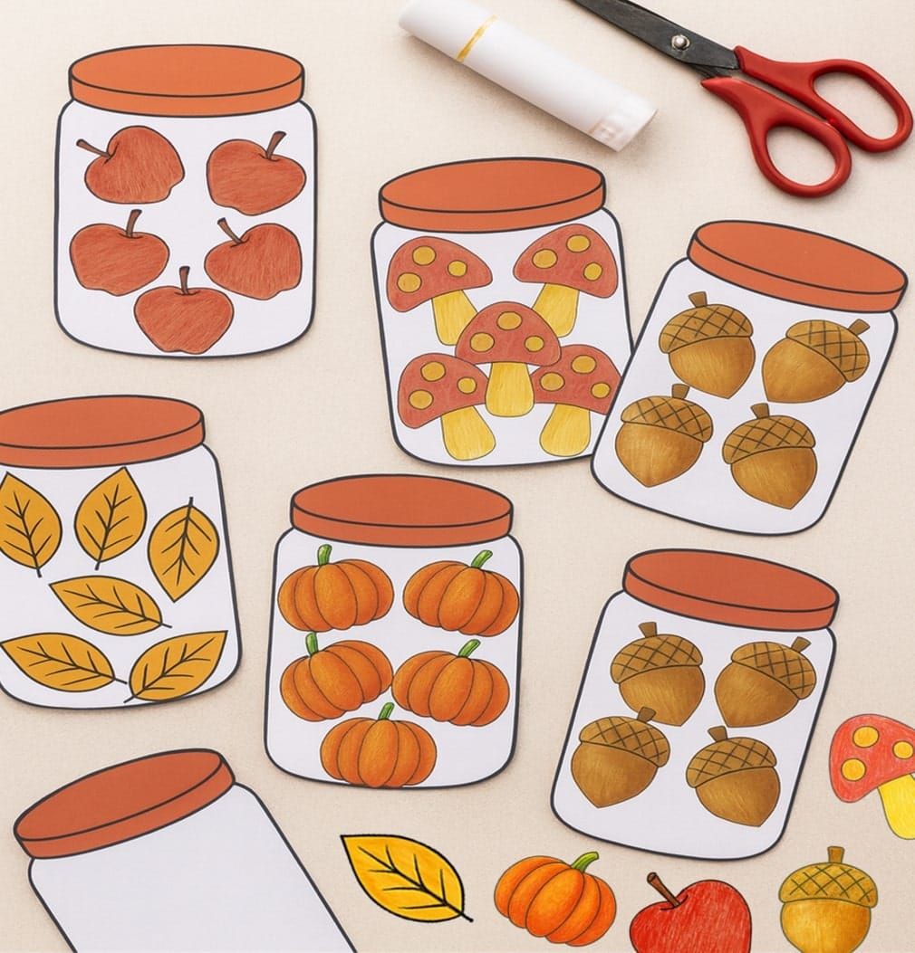 Easy Fall Crafts for Kids: Sorting Jars Activity