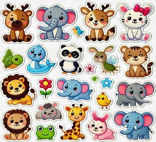 Free Sticker Pack of Cute Animals for Kids