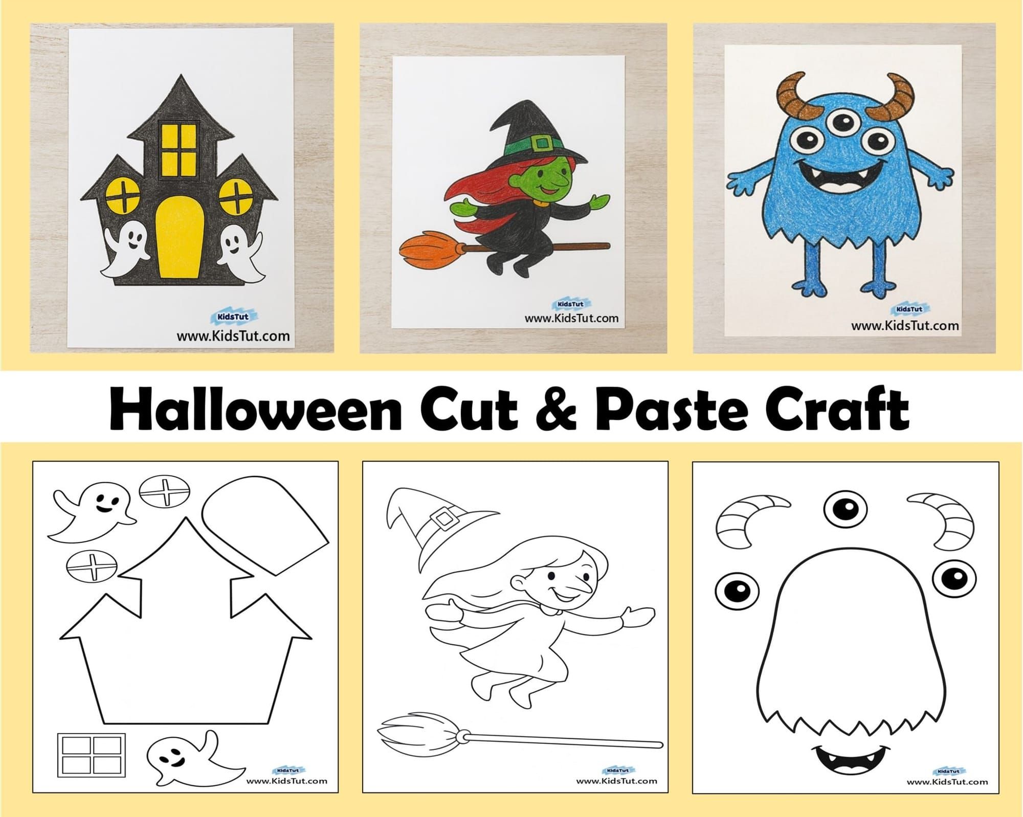 Halloween Cut & Paste Craft: Color, Build & Play