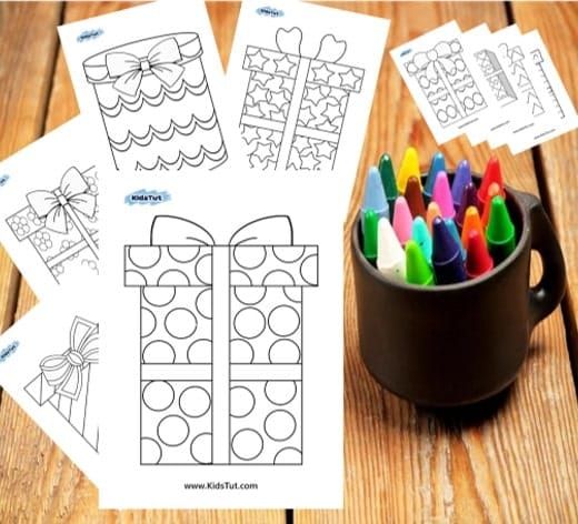 Free and Easy Gift box coloring pages for kids
