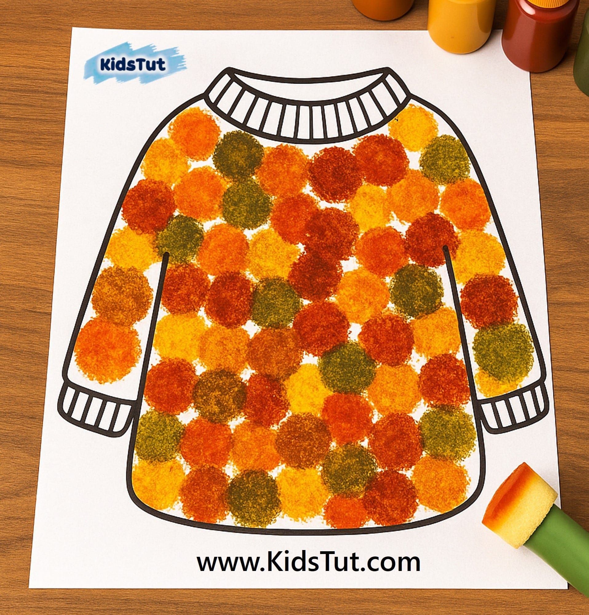 Easy Fall Sweater Craft for Kids: Fun Dot Painting