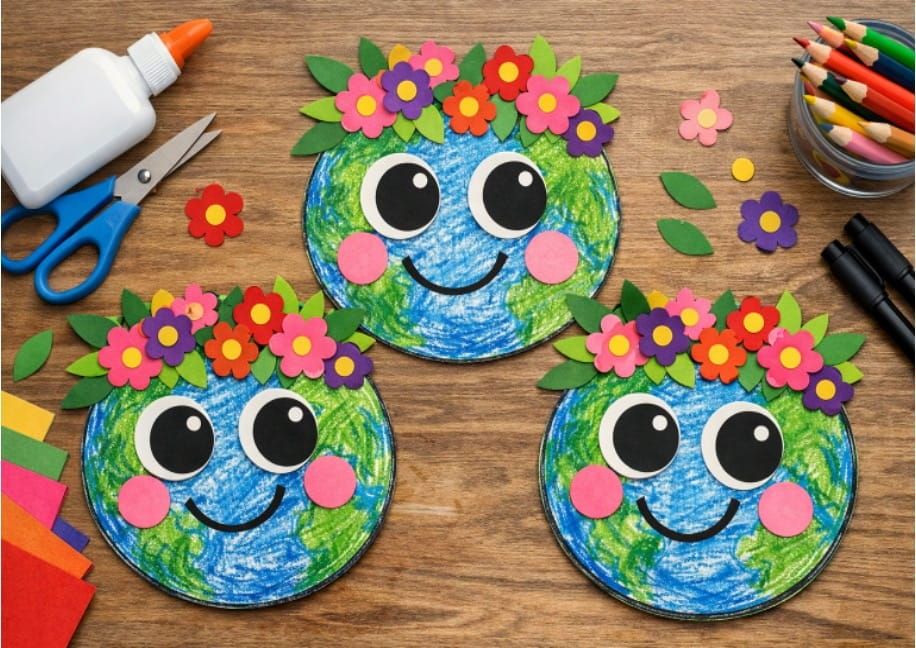 Easy Earth Day Kids Craft: Flower Crown Earth