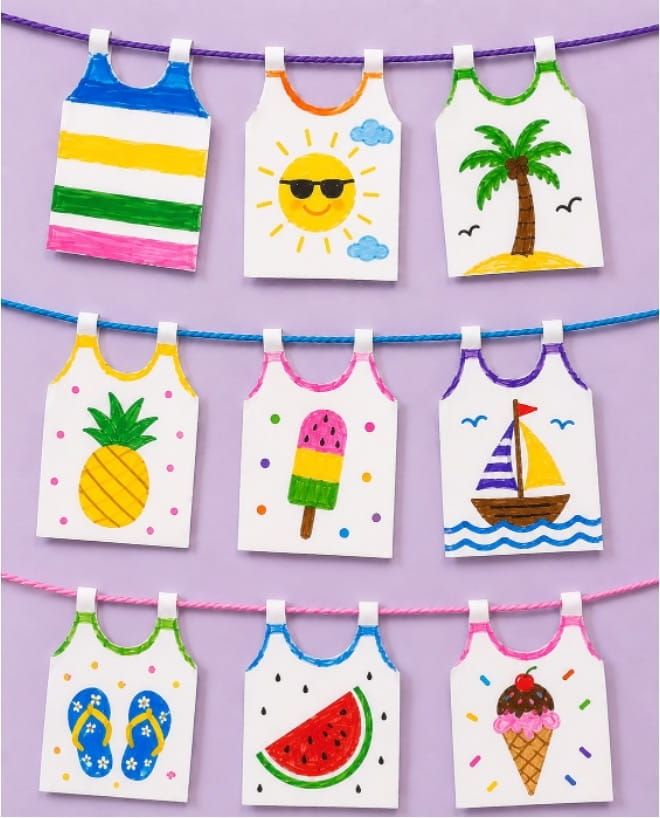Summer Shirt Paper Coloring Crafts for Kids